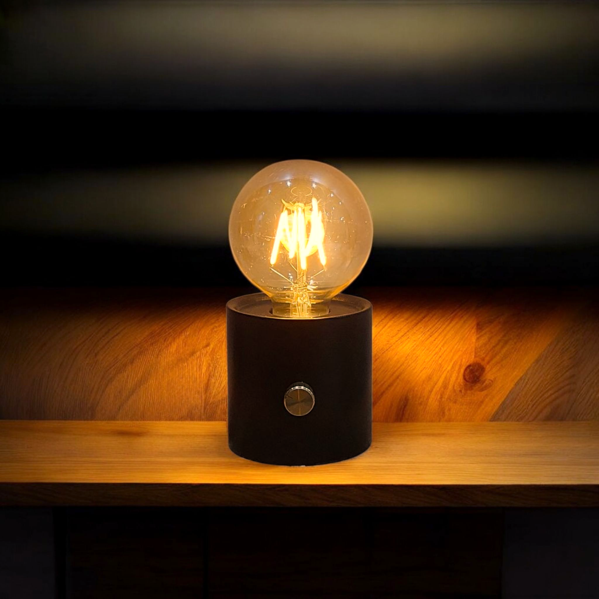 Tall Black Battery Powered Table Lamp