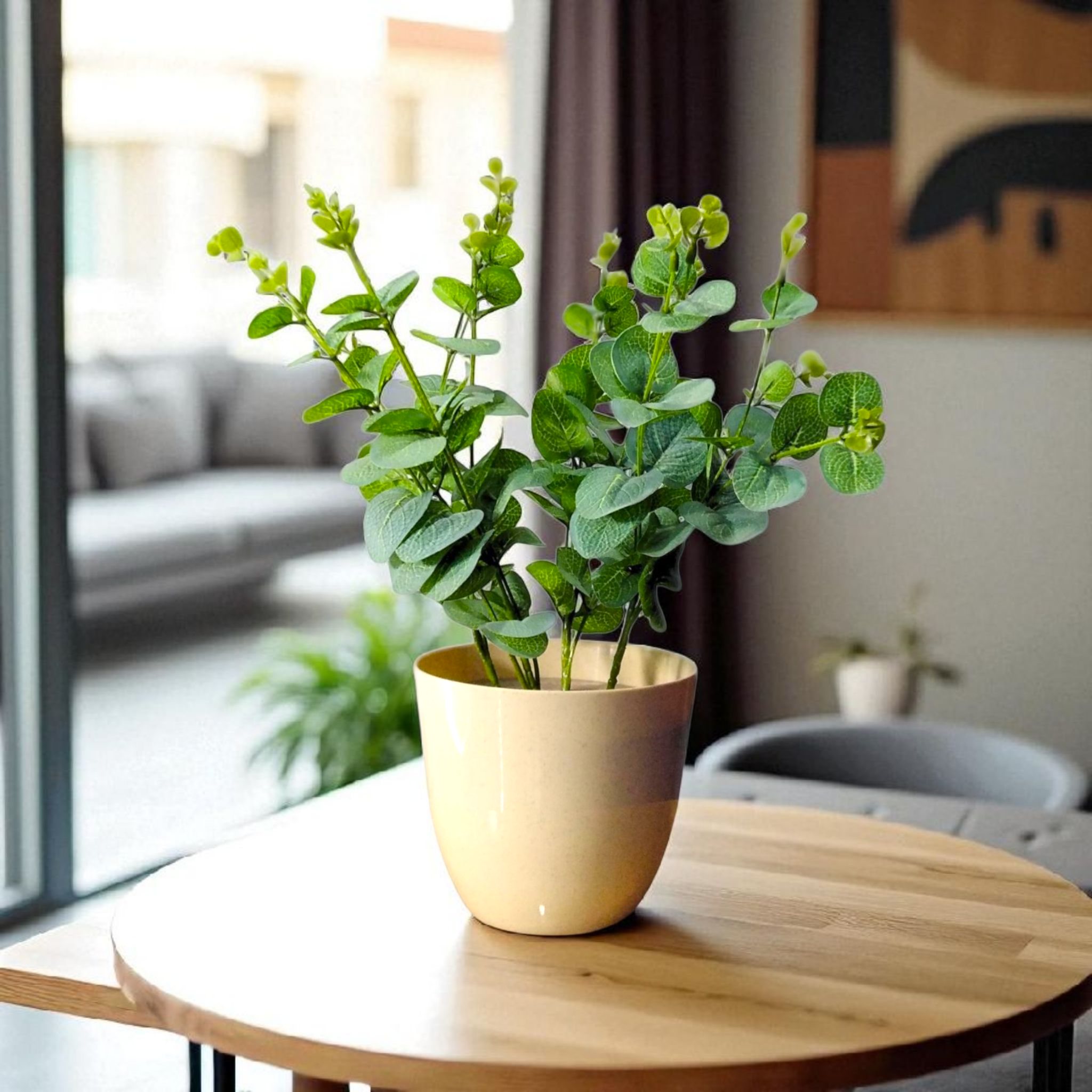 Artificial eucalyptus vase